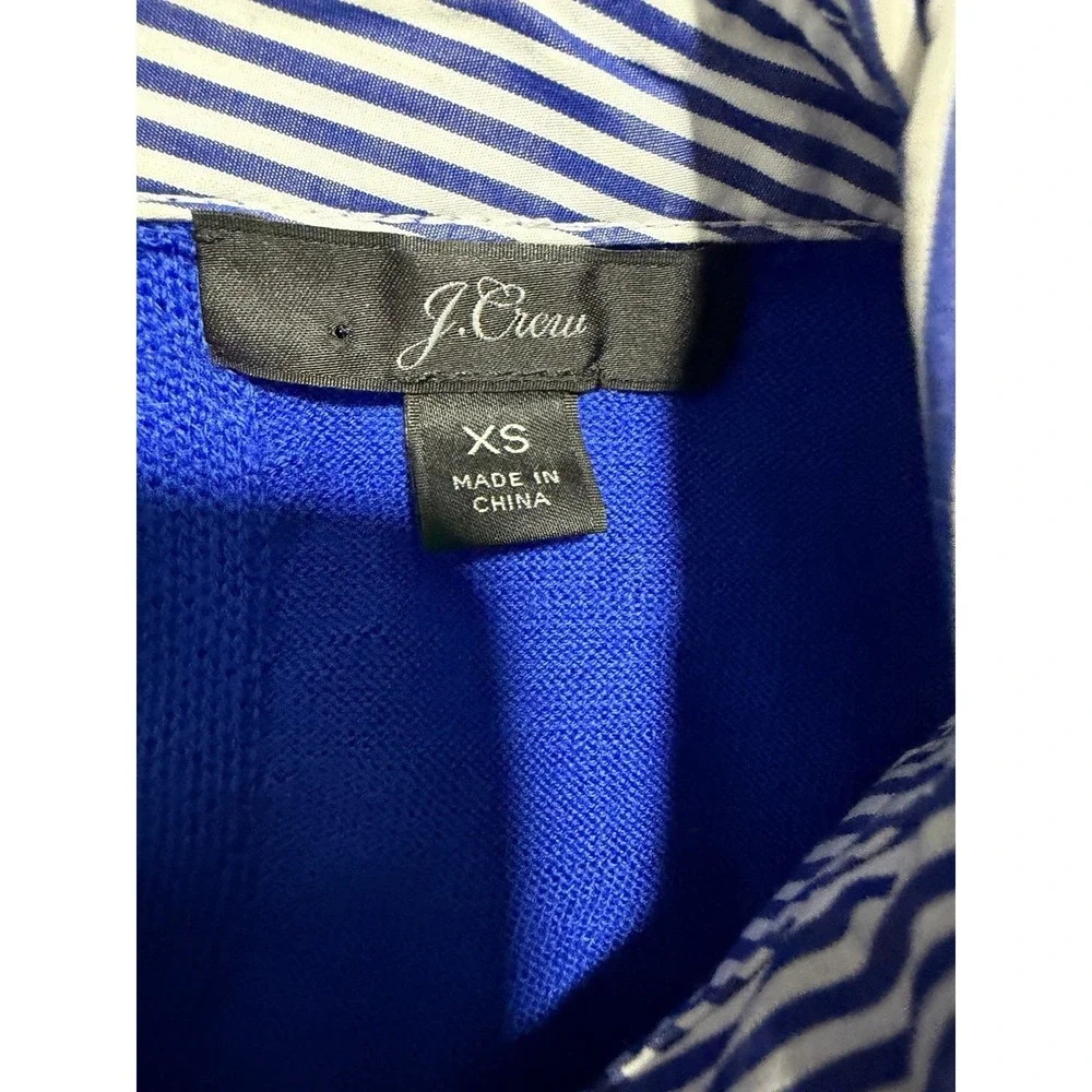 J. Crew Carolyn Collared Fitted Merino Wool Sweater Cobalt Blue Women's Size XS
